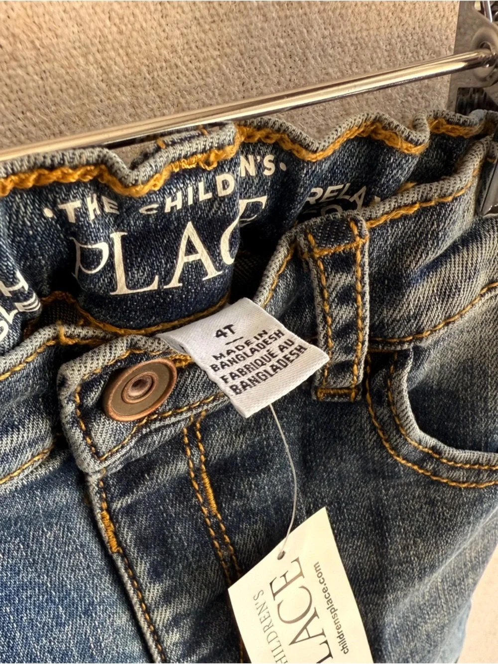 The Children's Place Medium Blue Denim Jeans with Contrast Stitching 4T